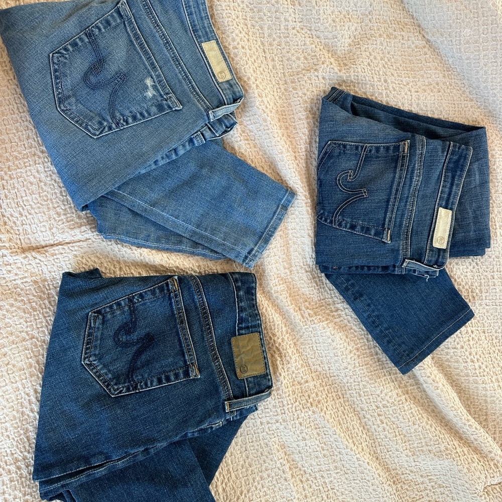Bundle of Ag Adriano Goldschmied Women's skinny Jeans in Blue 3 pairs